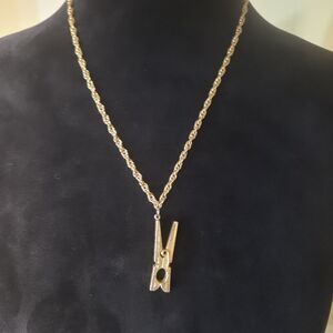 Clothespin Necklace Vintage 70s Counter Culture Statement Jewelry